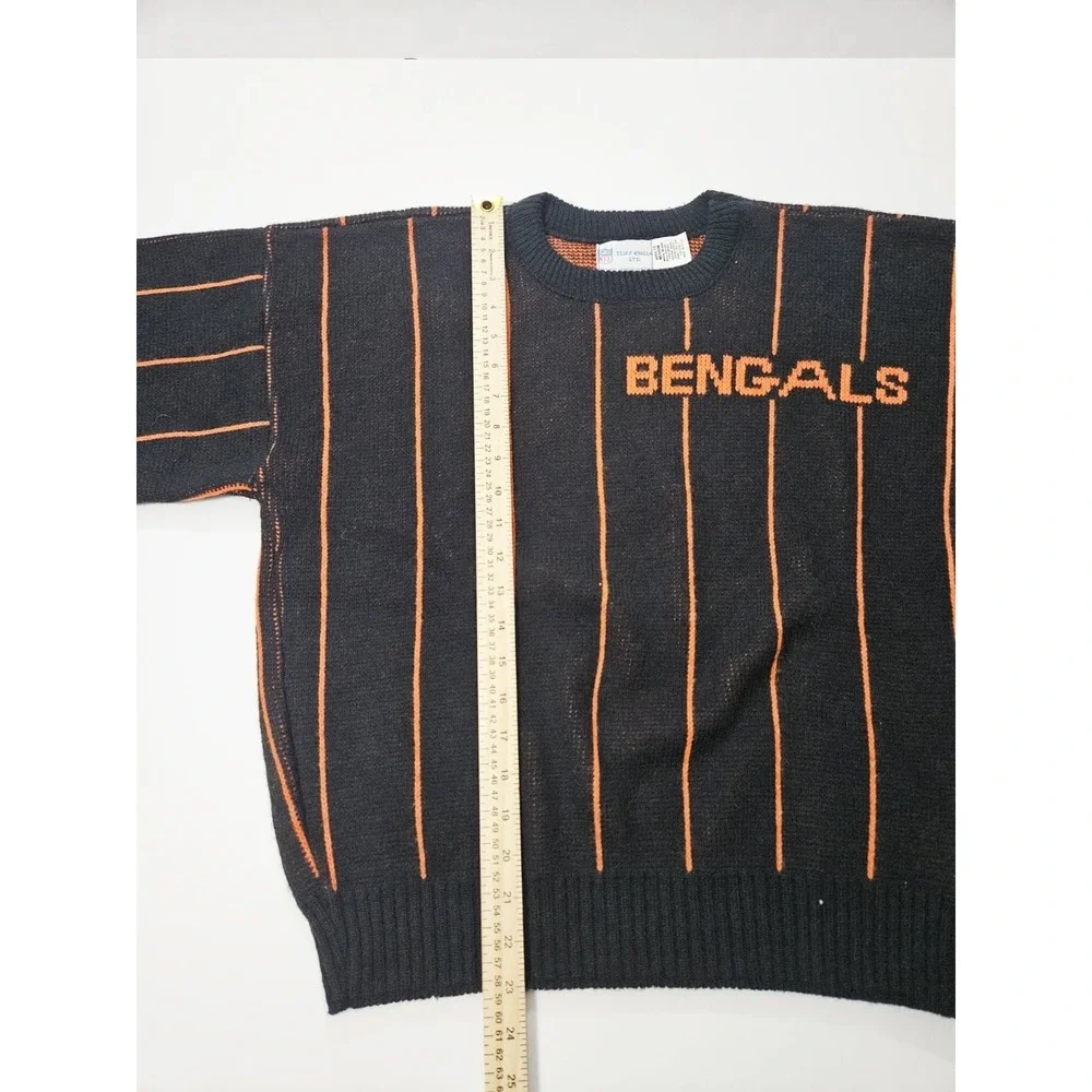 Vintage Cincinnati Bengals Cliff Engle NFL Pullover‎ Sweater Striped Size Medium